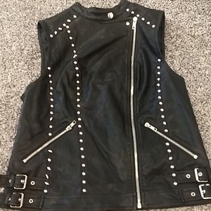 Black faux leather vest